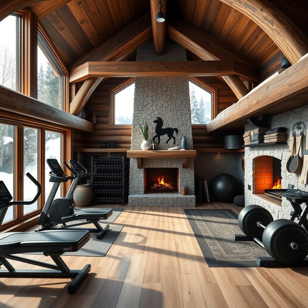 Ski Chalet Home Gym design example 4