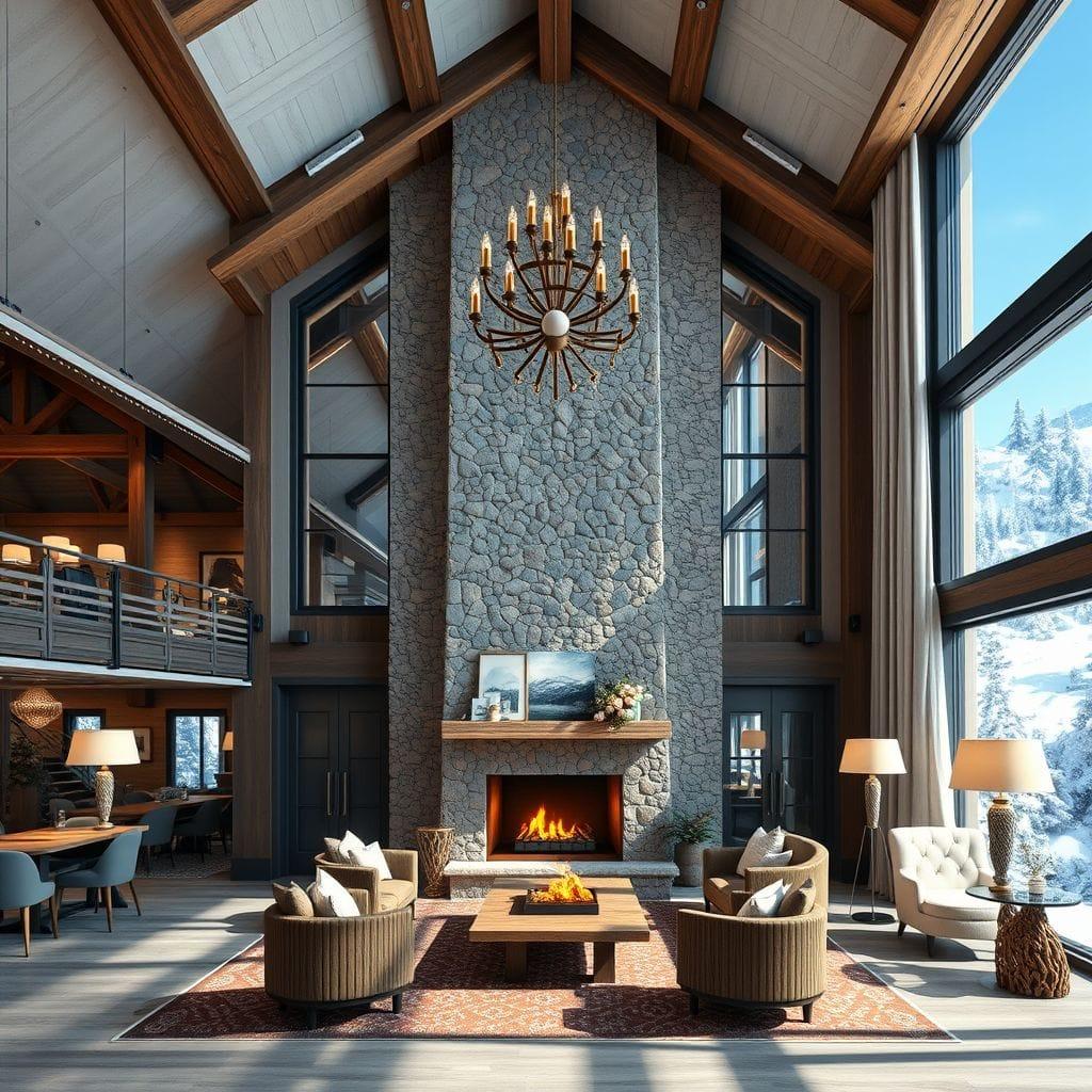 Ski Chalet Hotel Lobby design example 1