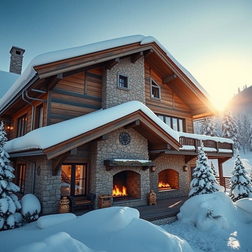 Ski Chalet House Exterior design example 2
