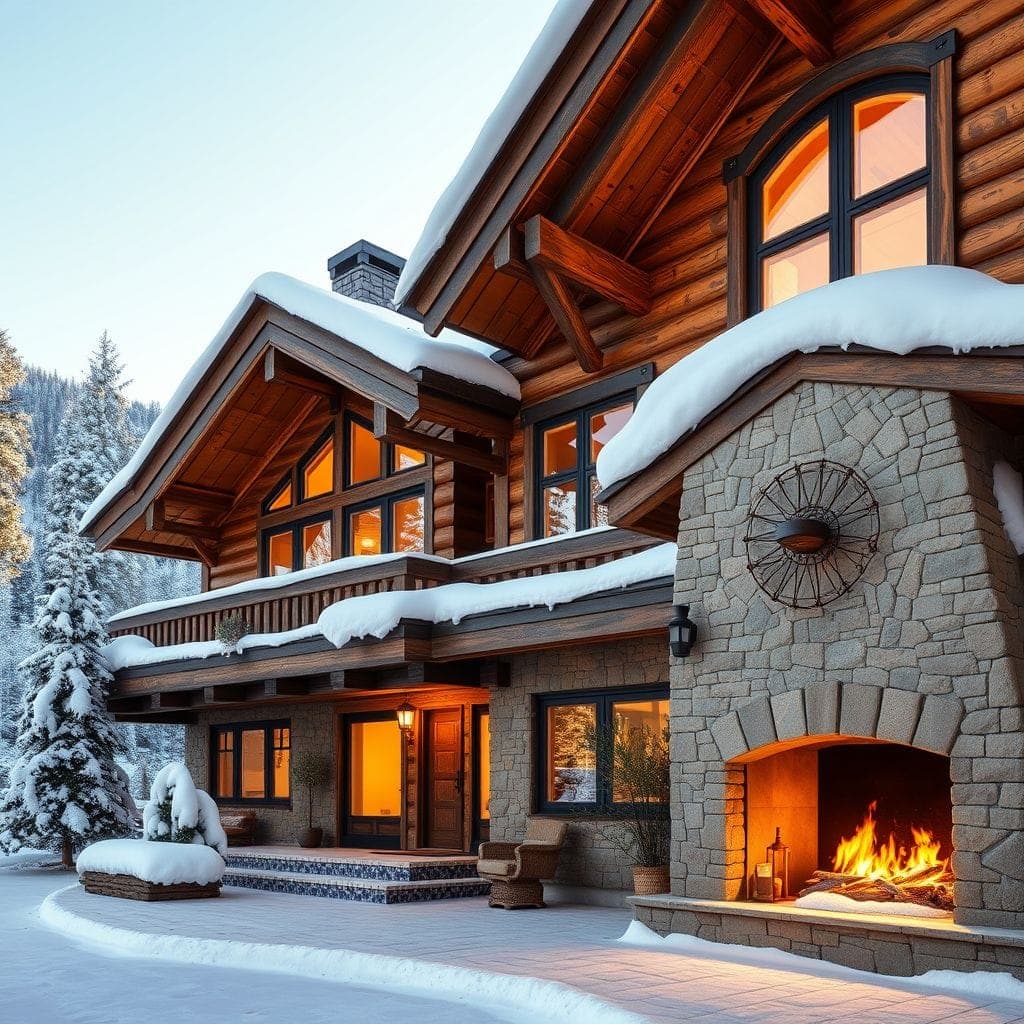 Ski Chalet House Exterior design example 3