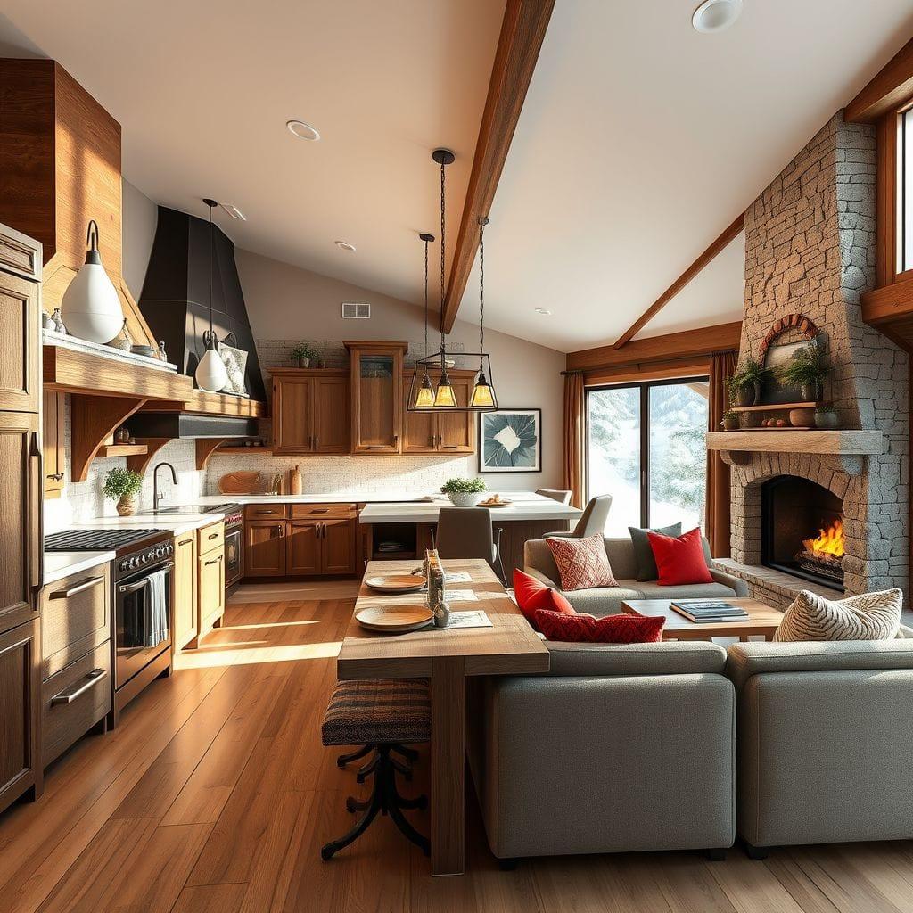 Ski Chalet Kitchen Living Combo design example 3