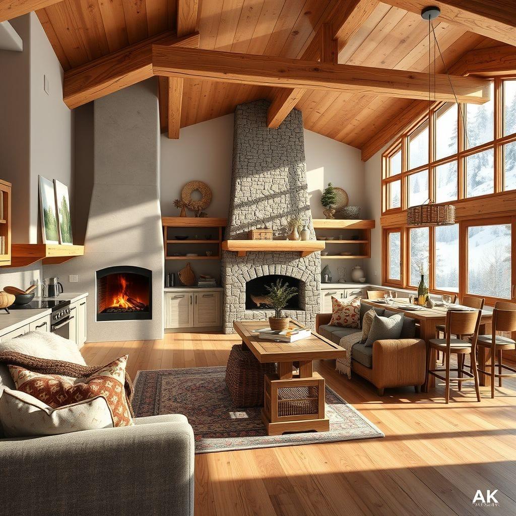 Ski Chalet Kitchen Living Combo design example 4