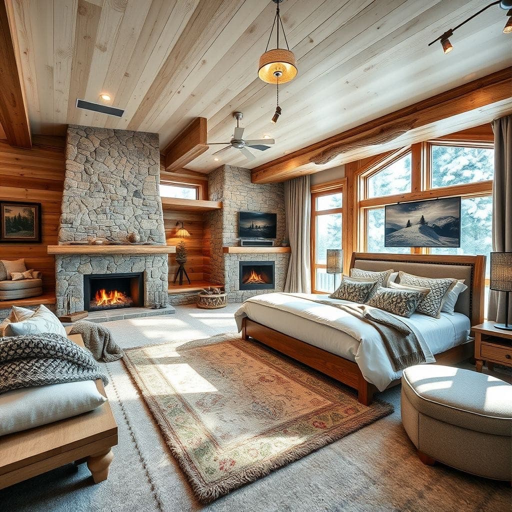 Ski Chalet Master Bedroom design example 4