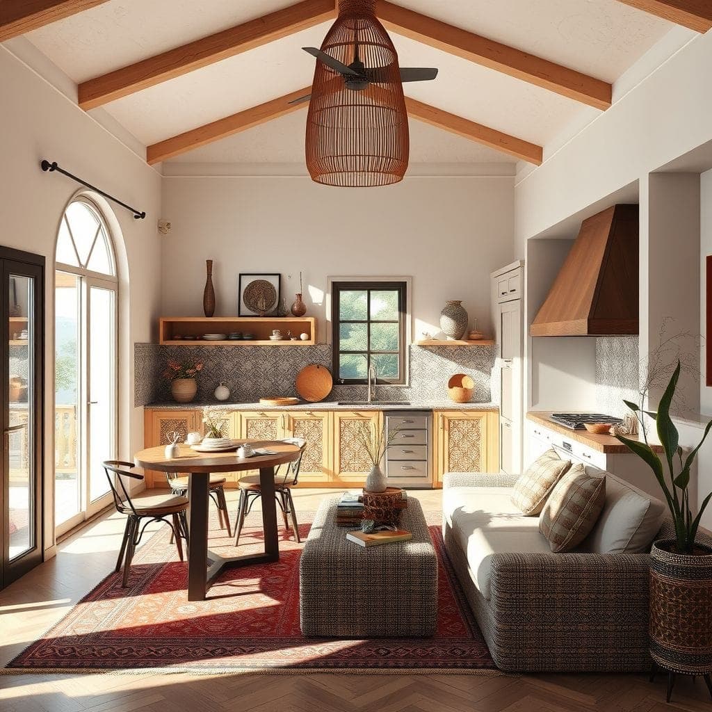 Tribal Kitchen Living Combo design example 1