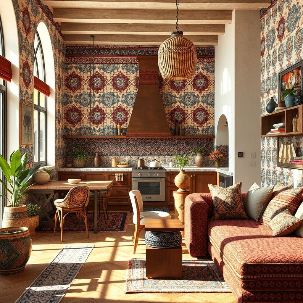 Tribal Kitchen Living Combo design example 2