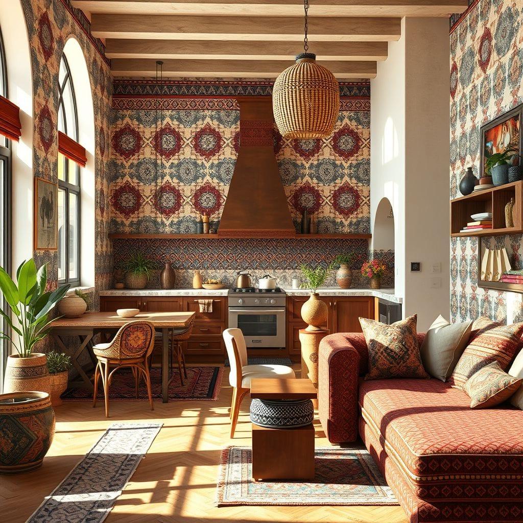 Tribal Kitchen Living Combo design example 2