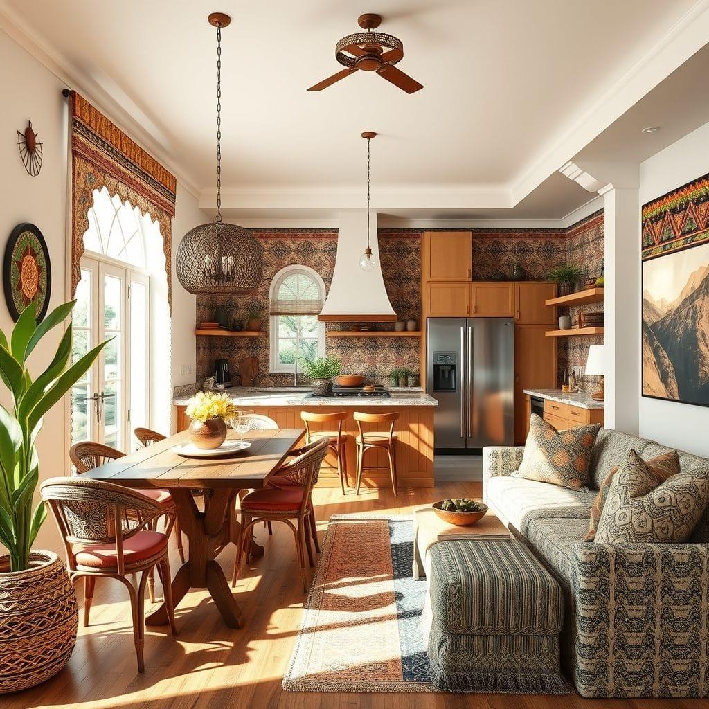 Tribal Kitchen Living Combo design example 3