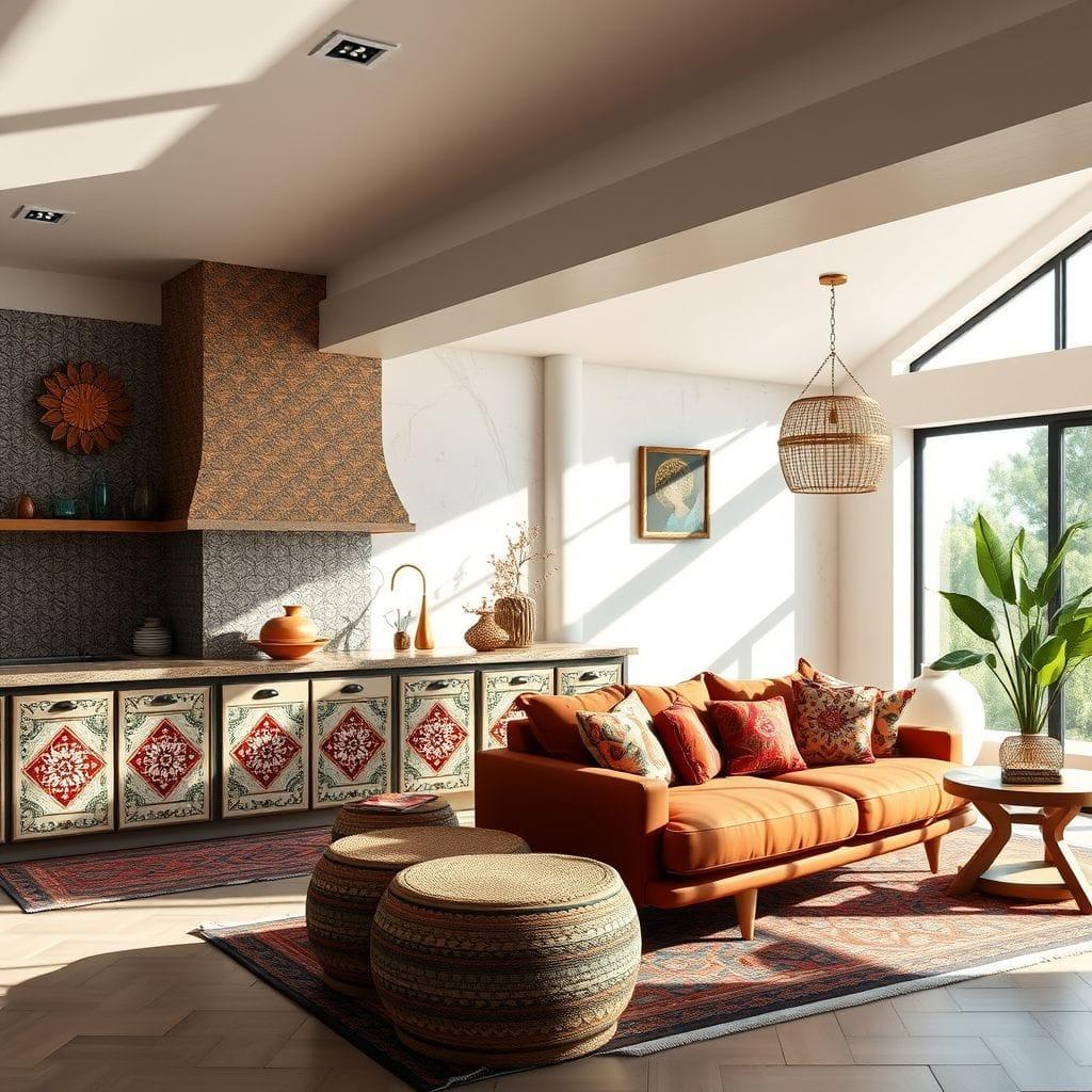 Tribal Kitchen Living Combo design example 4