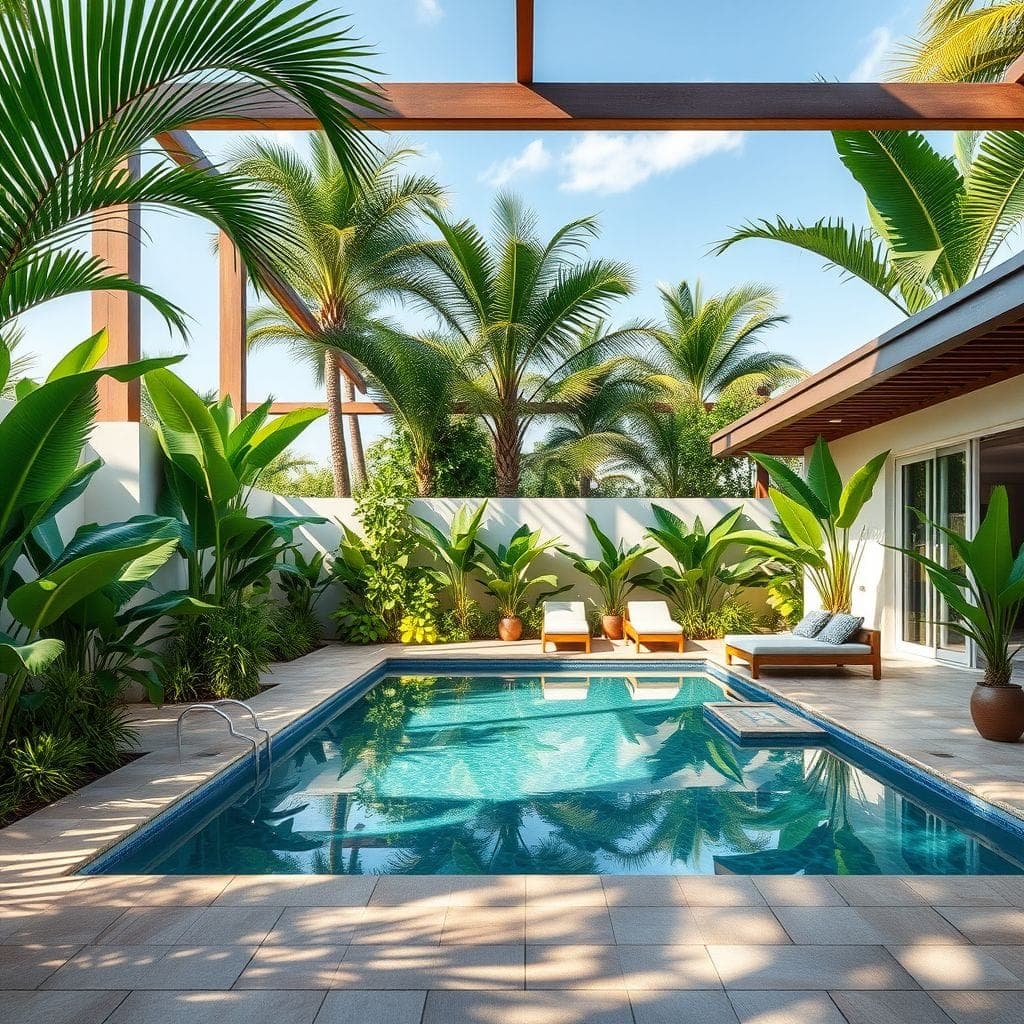 Tropical Outdoor Pool Area design example 2