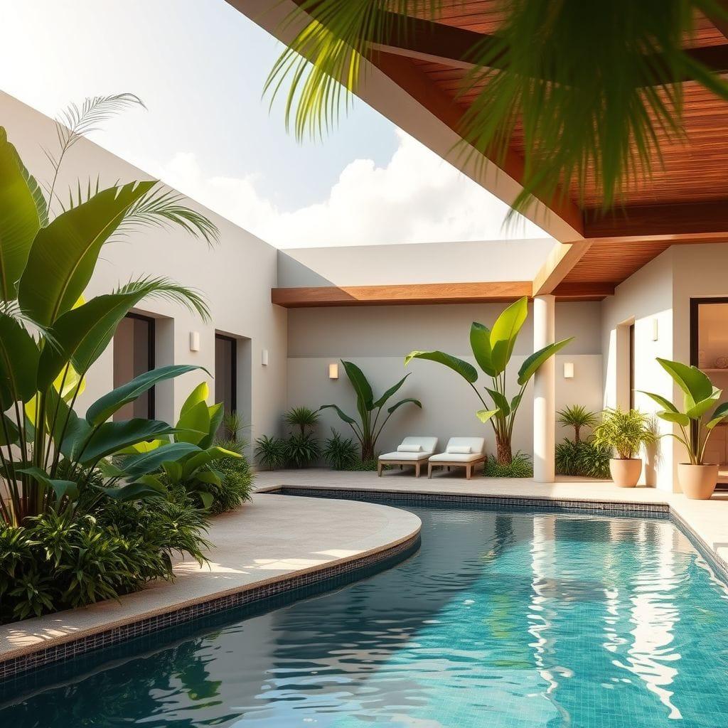 Tropical Outdoor Pool Area design example 4