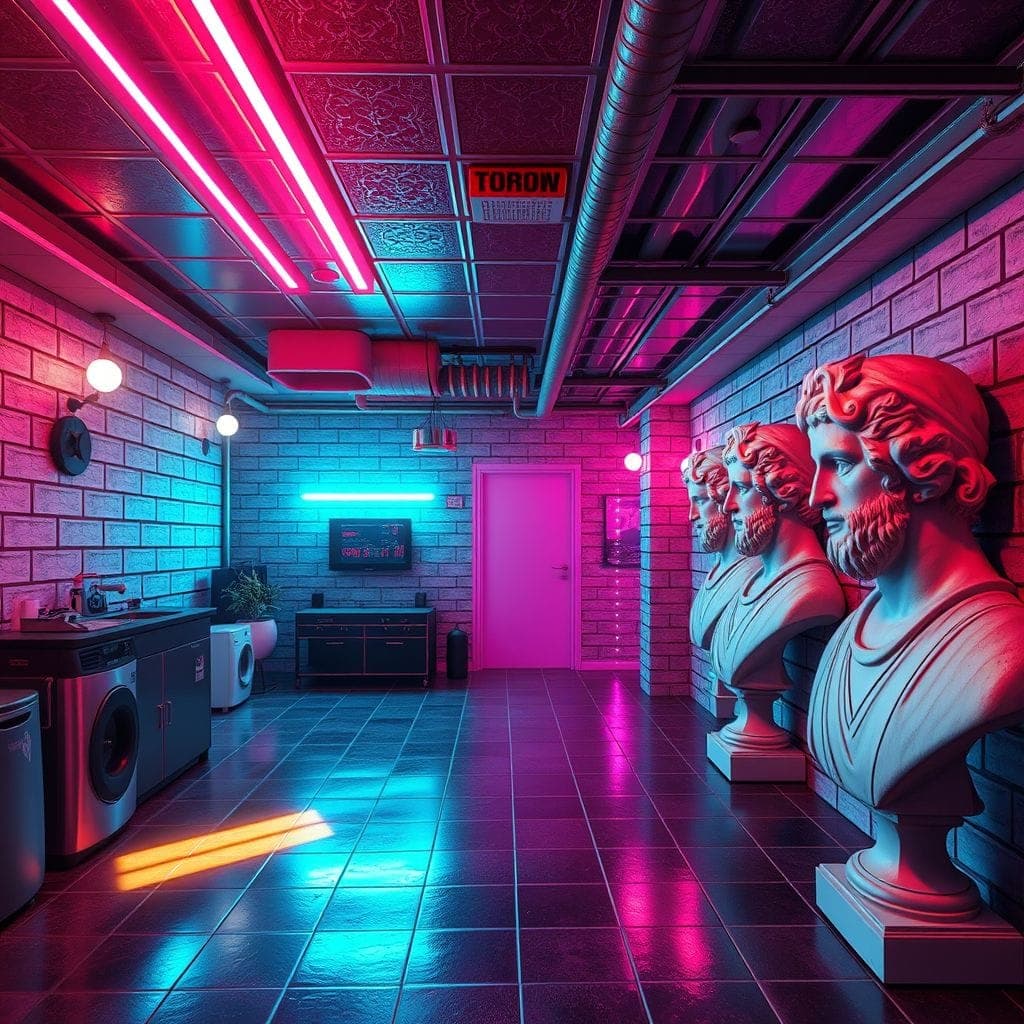 Vaporwave Basement design example 3
