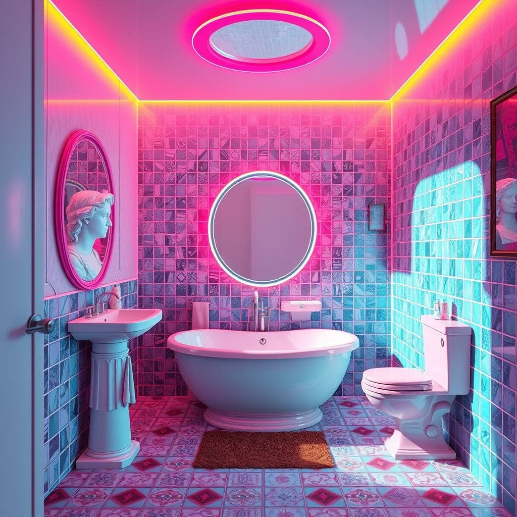 Vaporwave Bathroom design example 1
