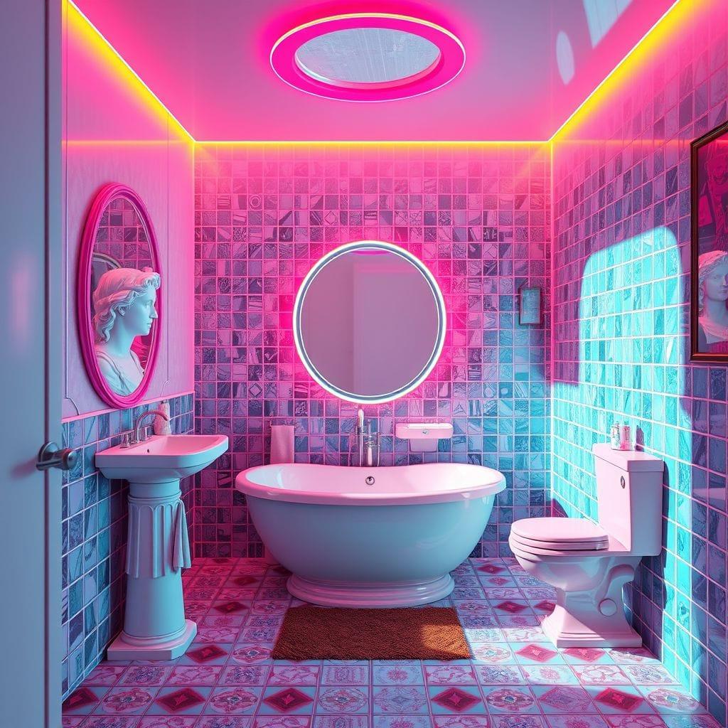 Vaporwave Bathroom design example 1