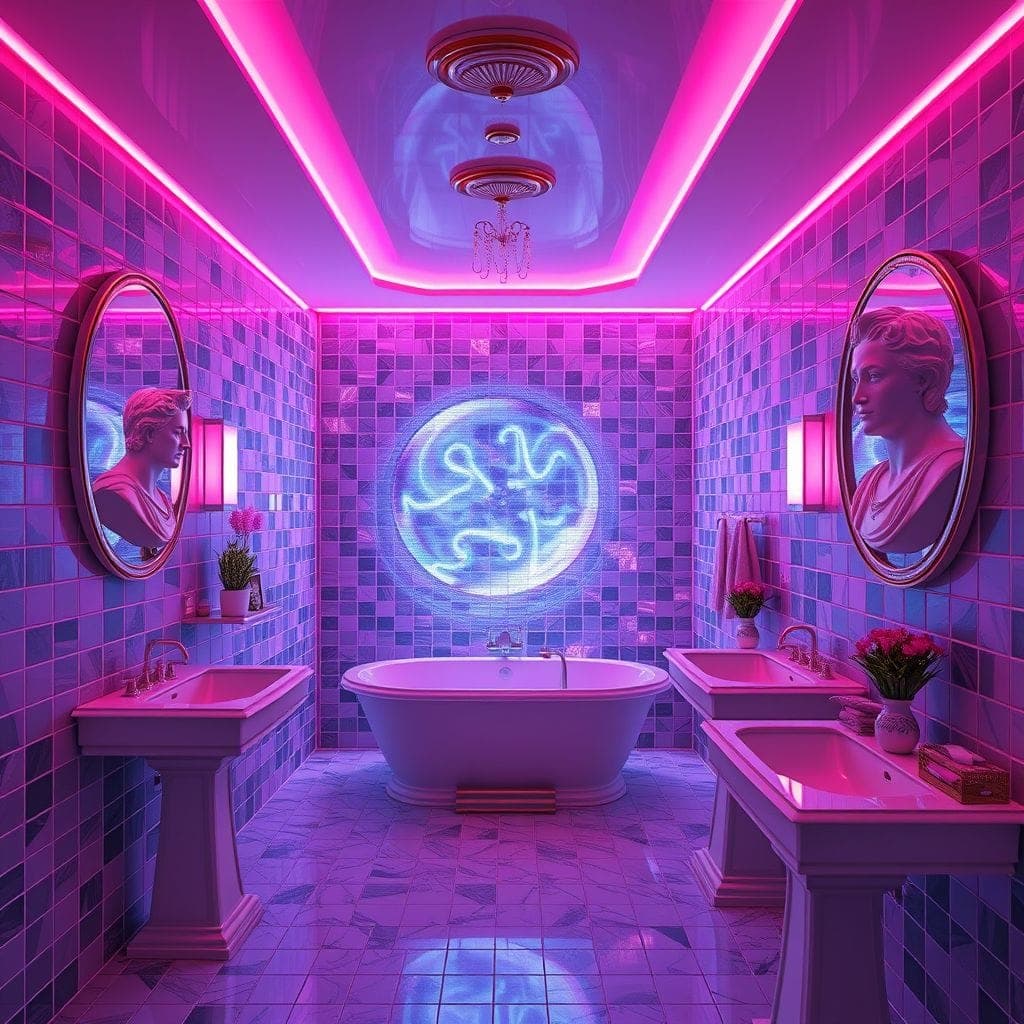 Vaporwave Bathroom design example 4