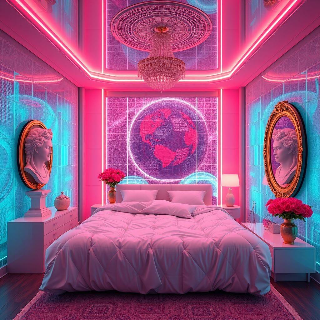 Vaporwave Bedroom design example 1