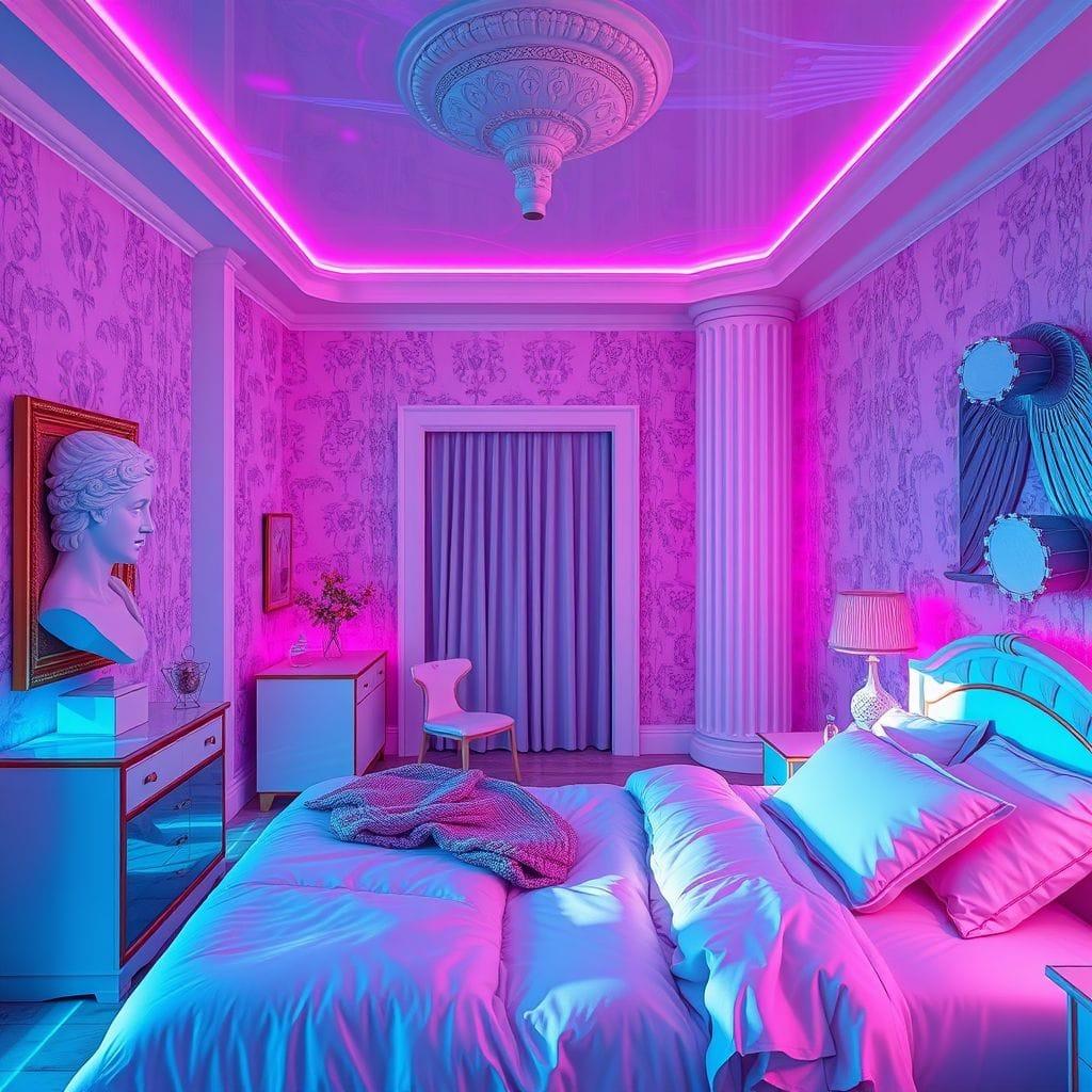 Vaporwave Bedroom design example 2