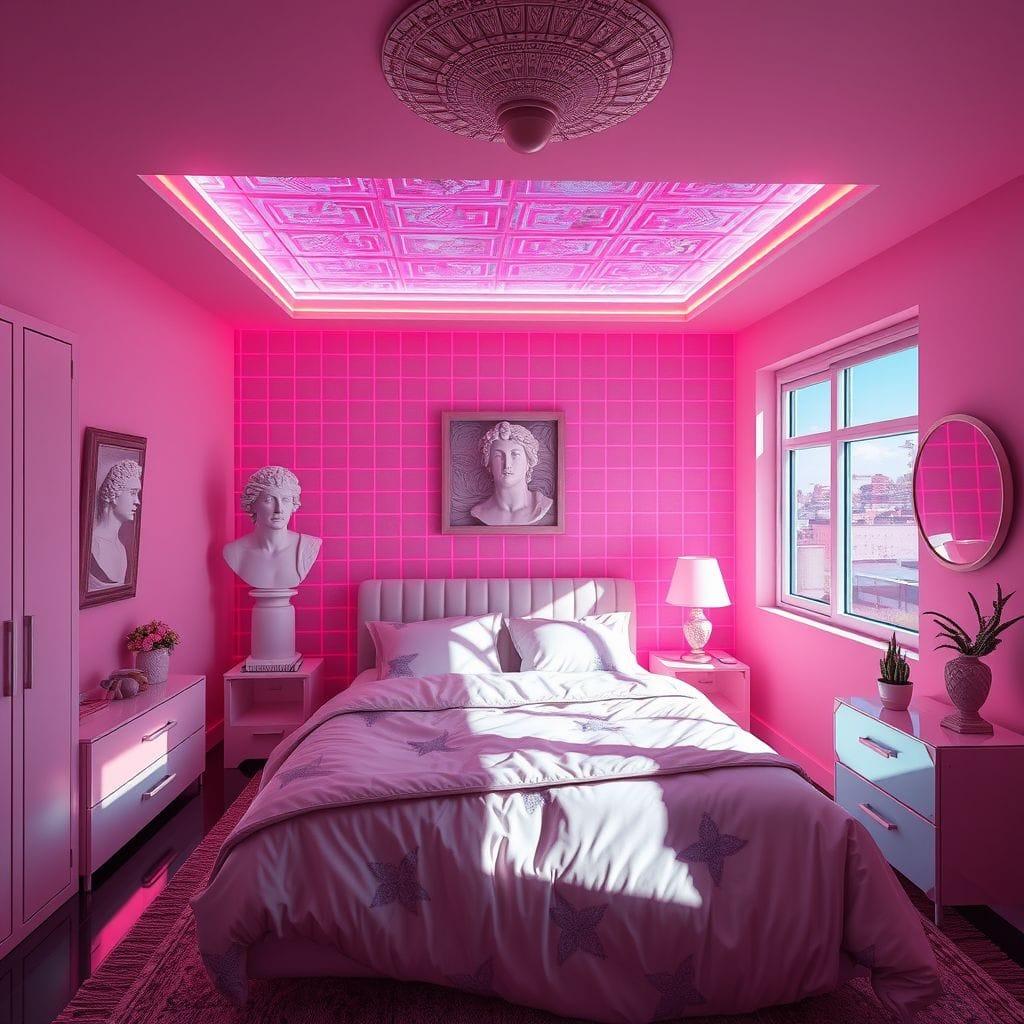 Vaporwave Bedroom design example 3