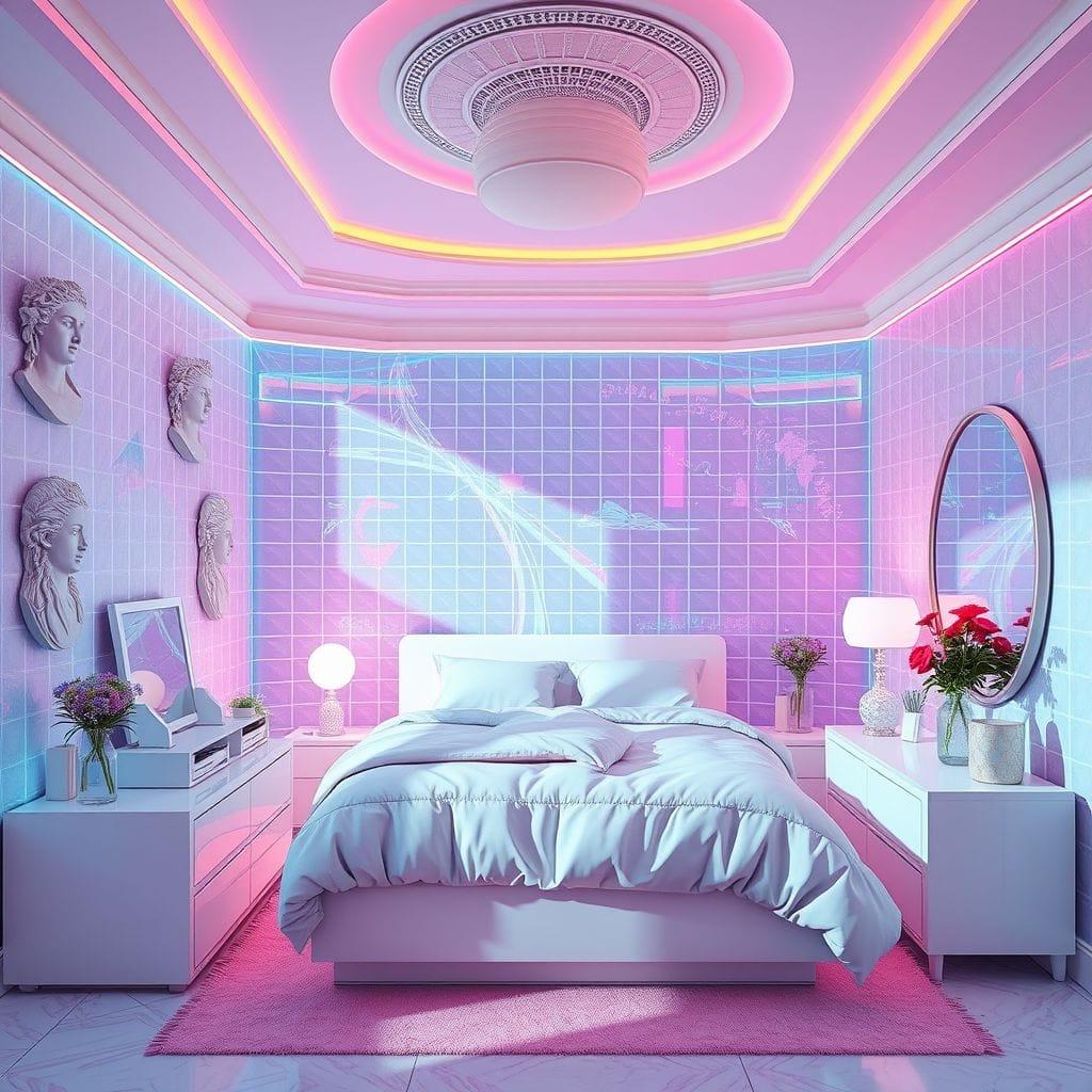 Vaporwave Bedroom design example 4