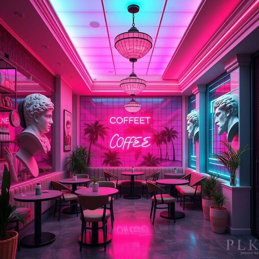Vaporwave Coffee Shop design example 4