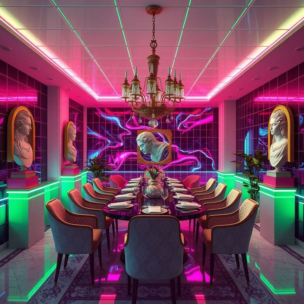 Vaporwave Dining Room design example 1