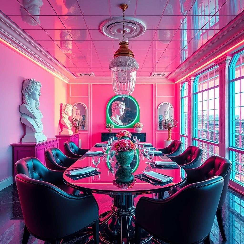 Vaporwave Dining Room design example 3