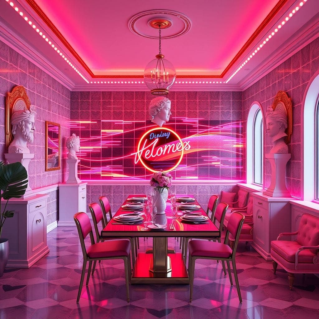 Vaporwave Dining Room design example 4