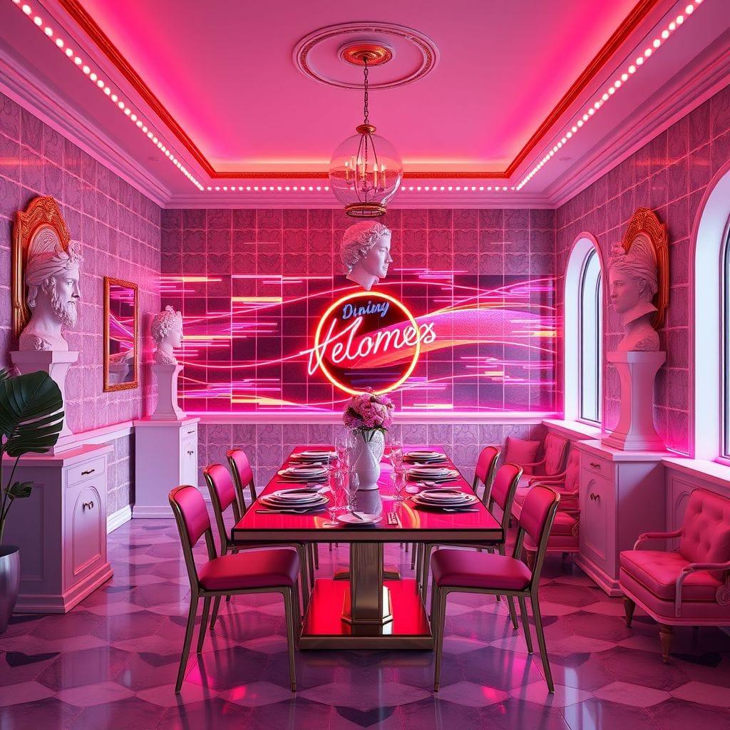 Vaporwave Dining Room design example 4
