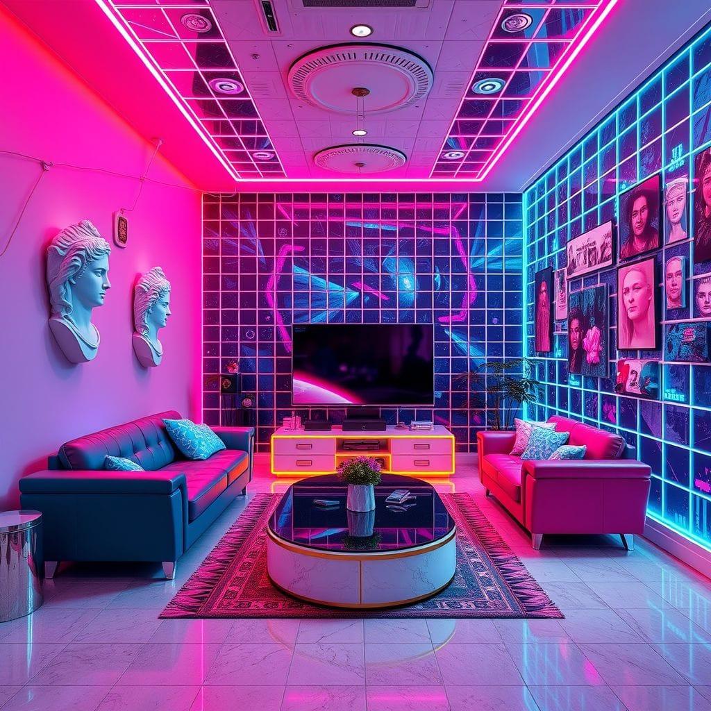 Vaporwave Entertainment Room design example 2