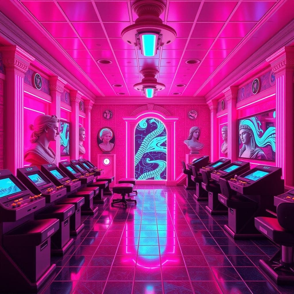 Vaporwave Game Room design example 2