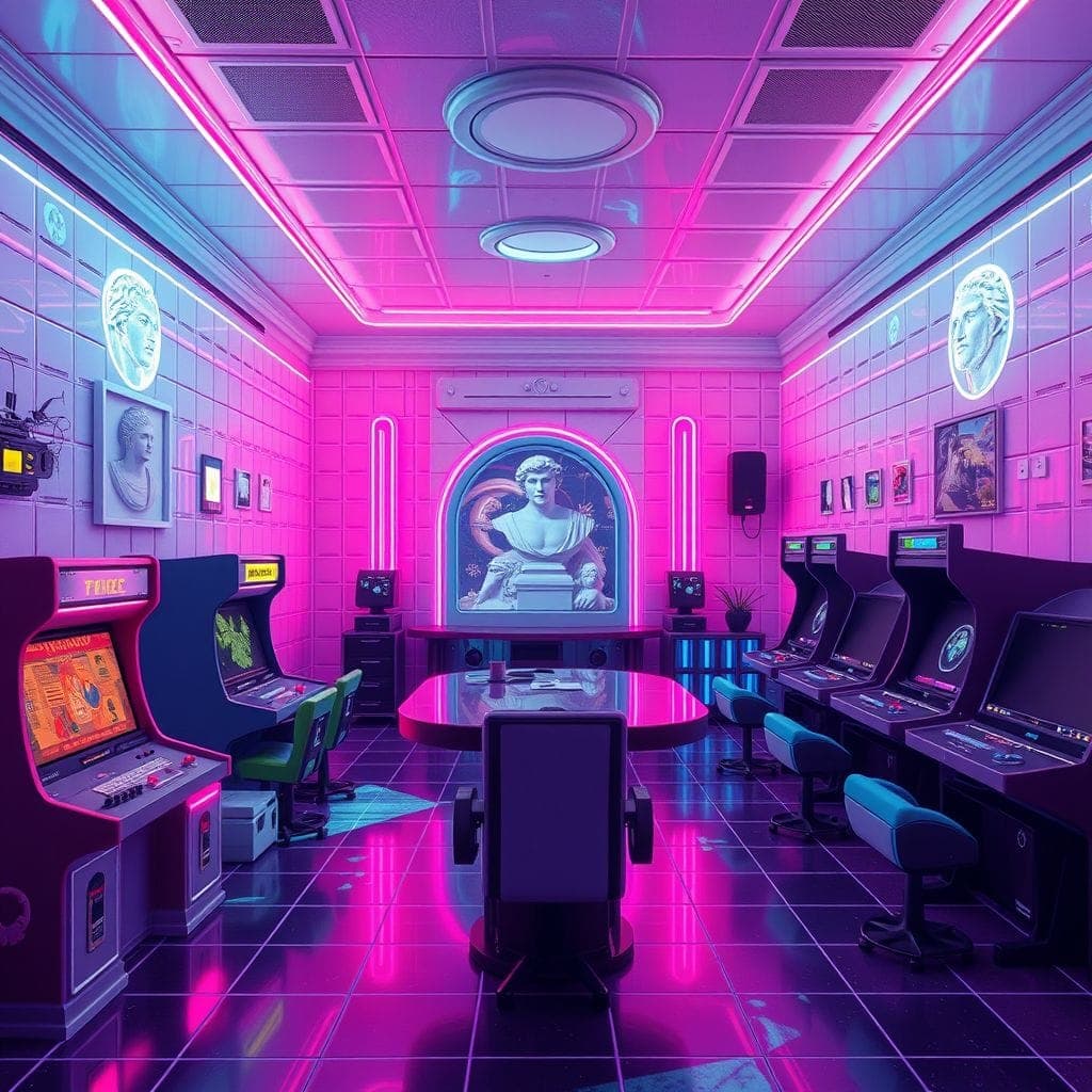 Vaporwave Game Room design example 3