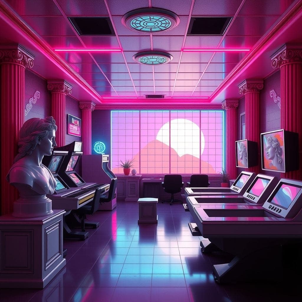 Vaporwave Game Room design example 4