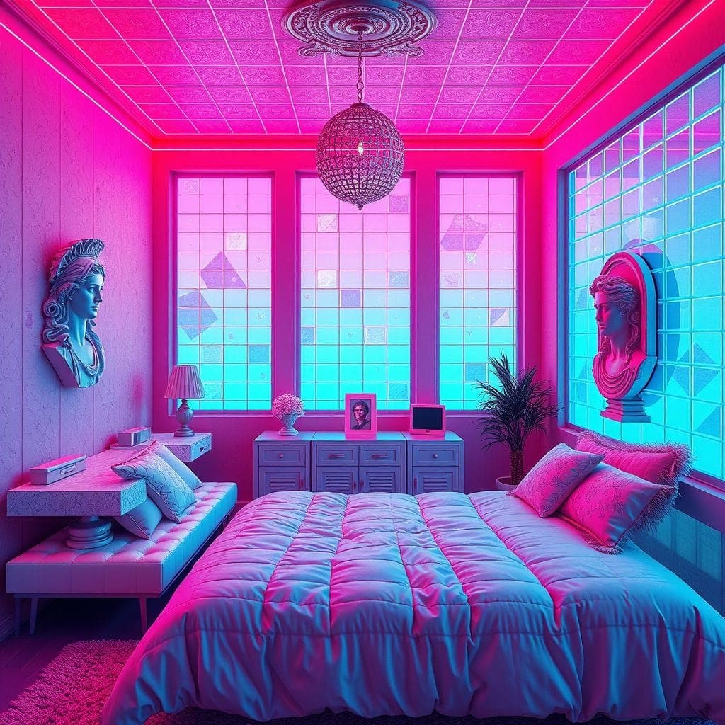 Vaporwave Guest Room design example 1