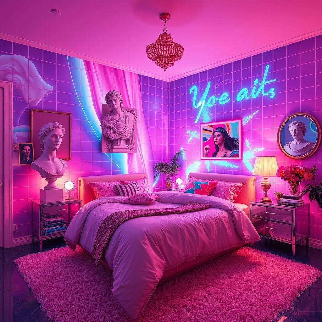 Vaporwave Guest Room design example 2