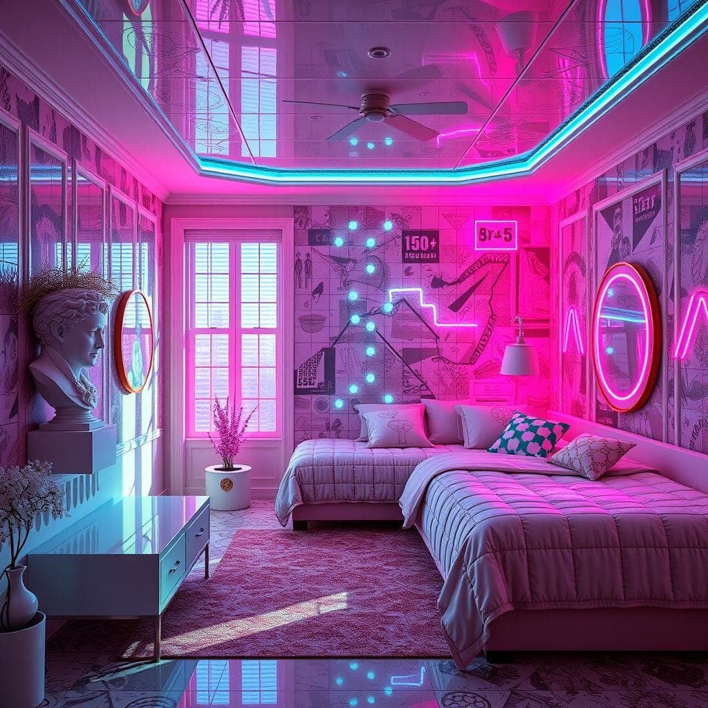 Vaporwave Guest Room design example 3
