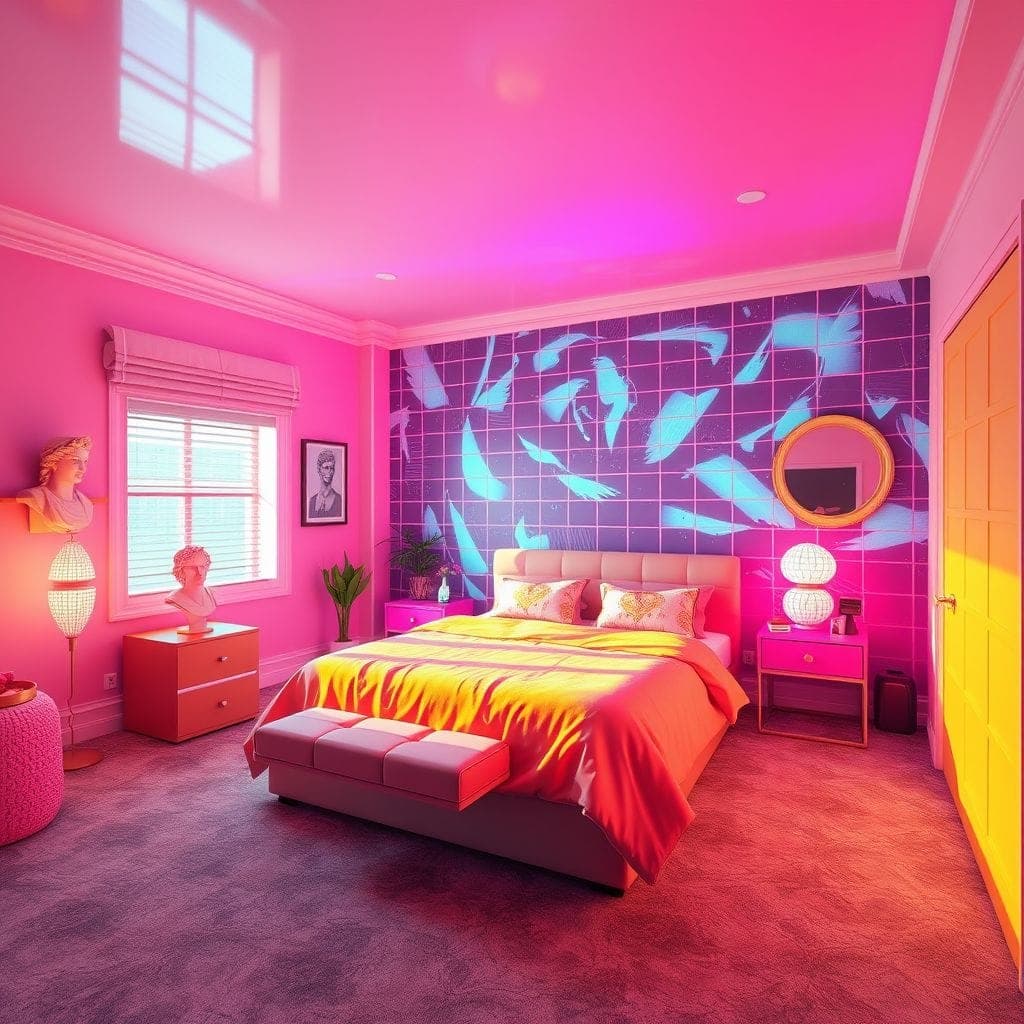 Vaporwave Guest Room design example 4