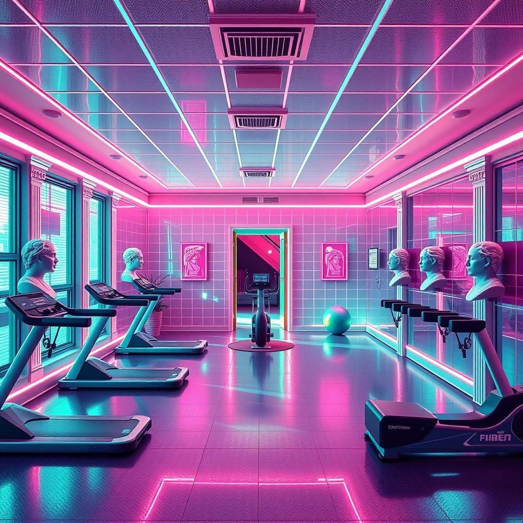 Vaporwave Home Gym design example 1