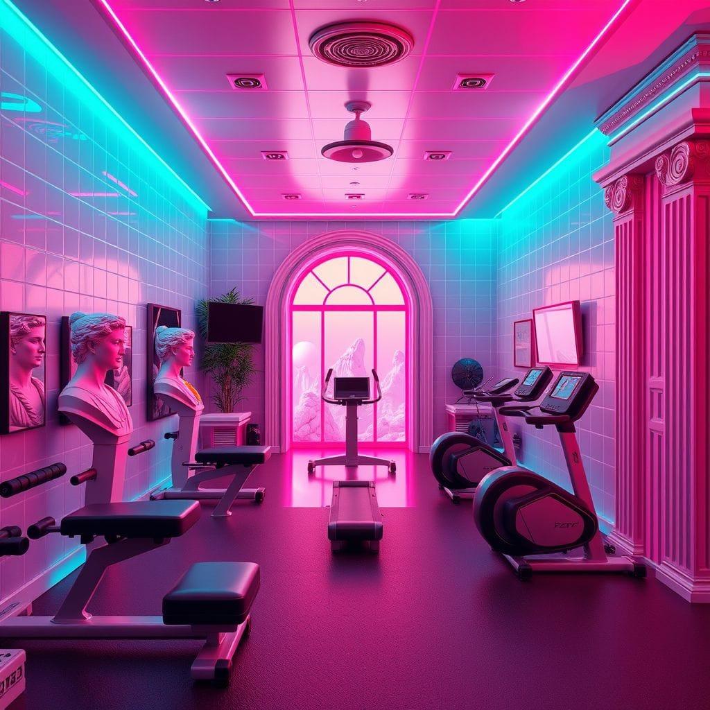 Vaporwave Home Gym design example 2