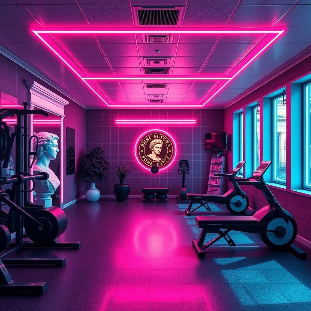 Vaporwave Home Gym design example 3