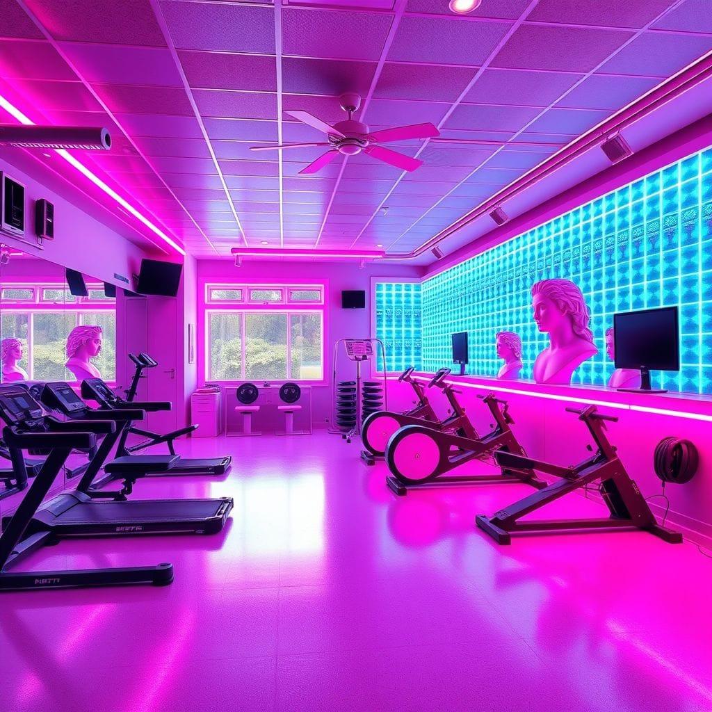 Vaporwave Home Gym design example 4