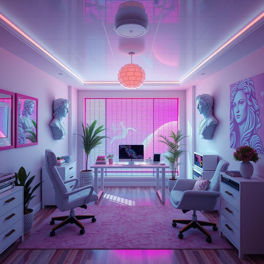 Vaporwave Home Office design example 1