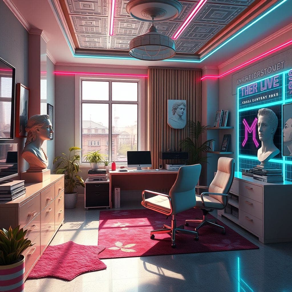 Vaporwave Home Office design example 3