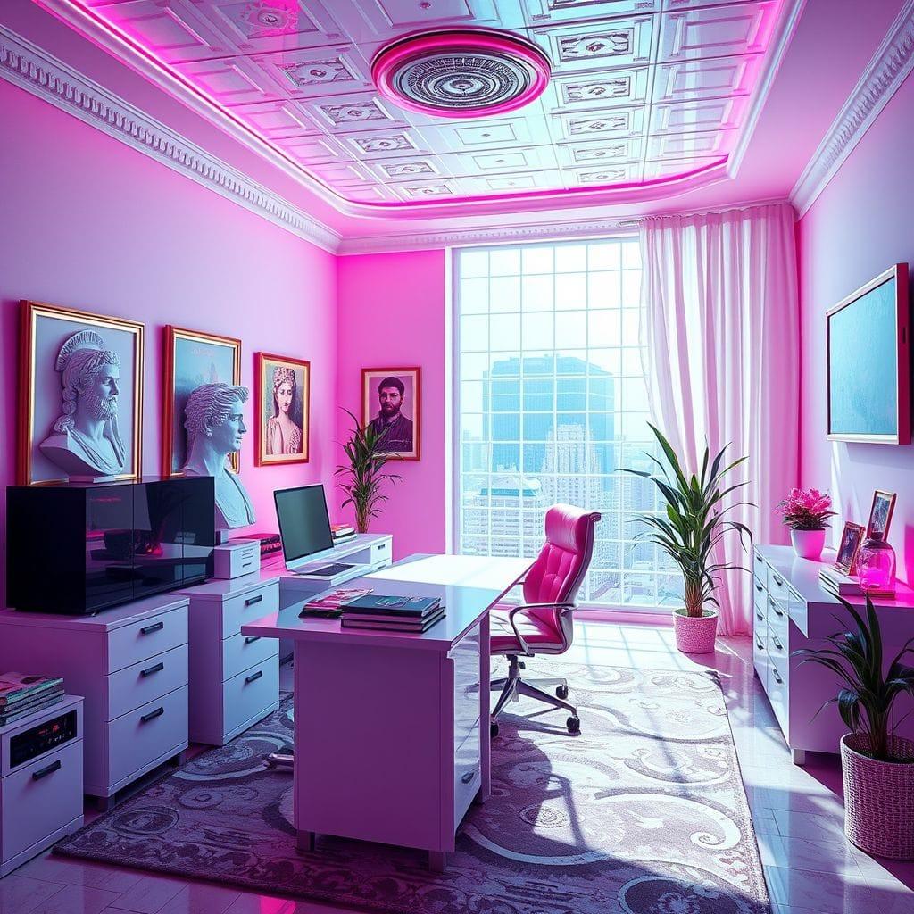 Vaporwave Home Office design example 4