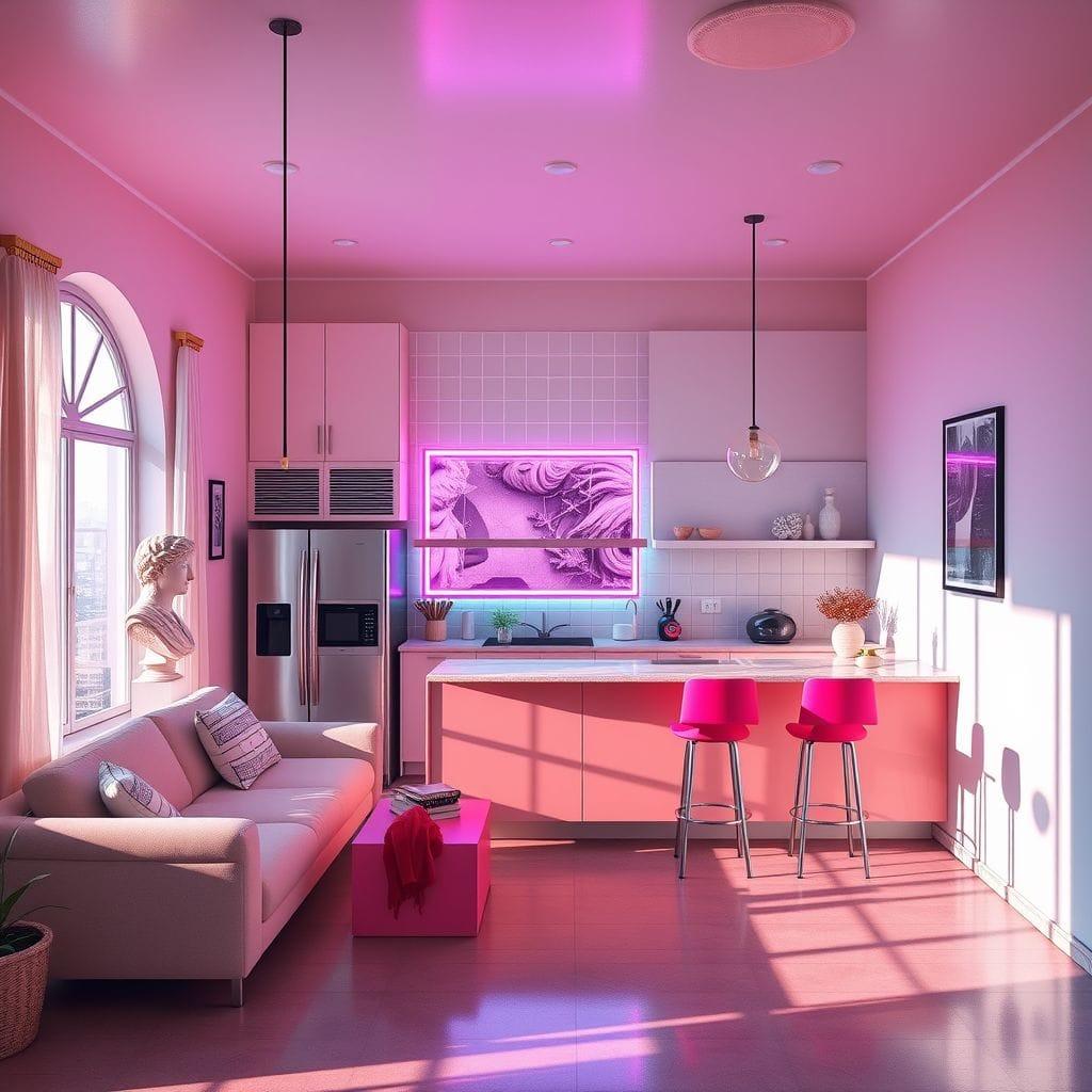 Vaporwave Kitchen Living Combo design example 2