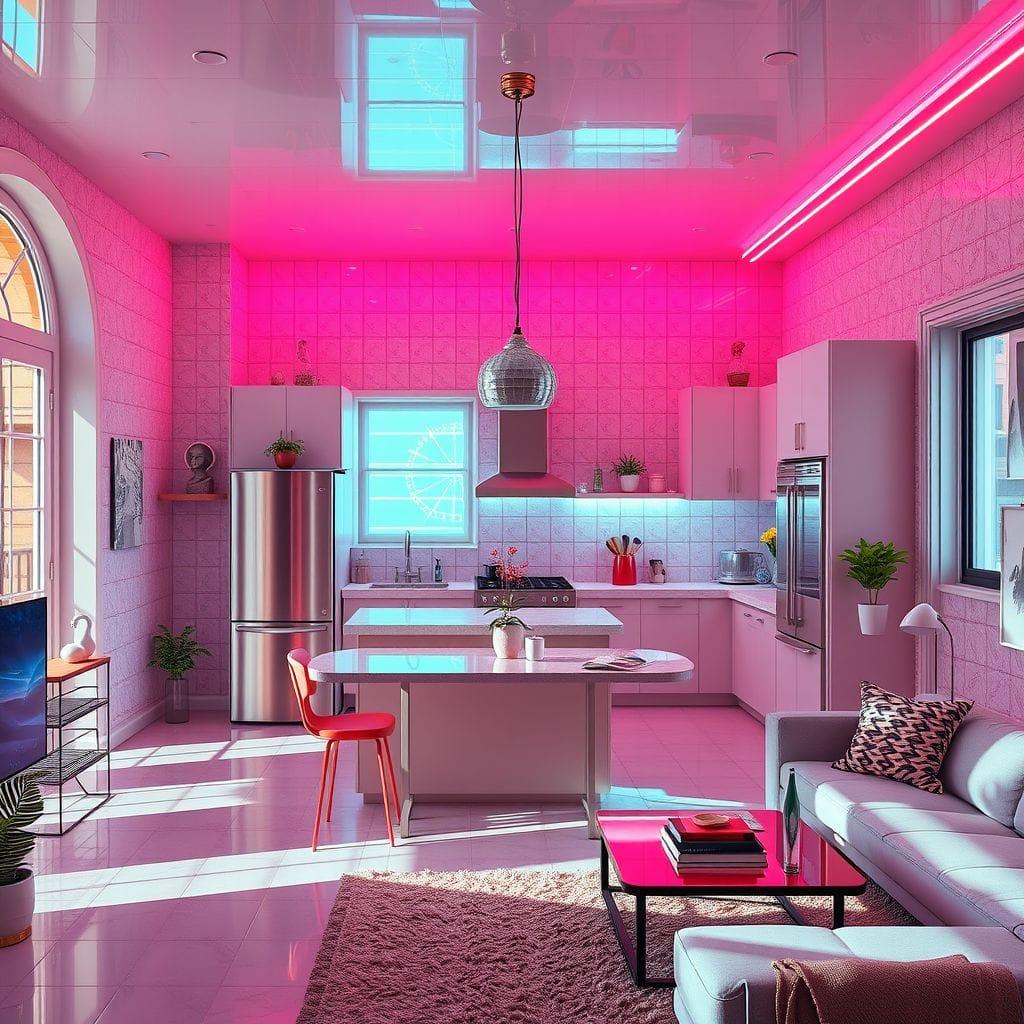 Vaporwave Kitchen Living Combo design example 4