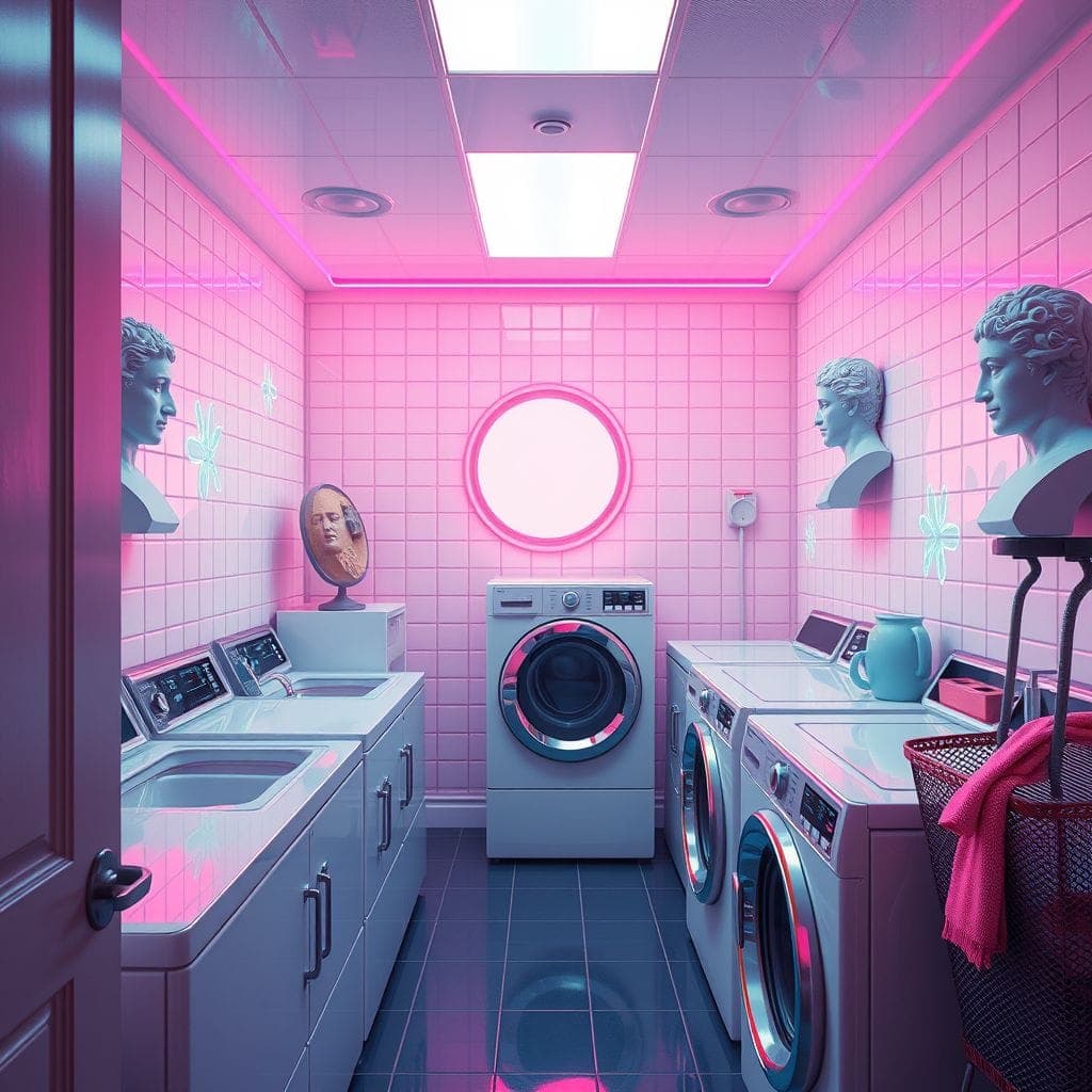 Vaporwave Laundry Room design example 1