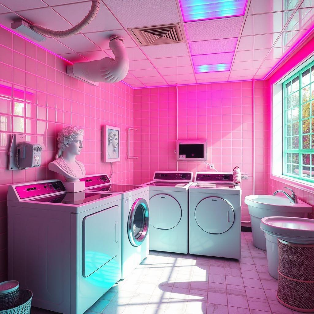 Vaporwave Laundry Room design example 2