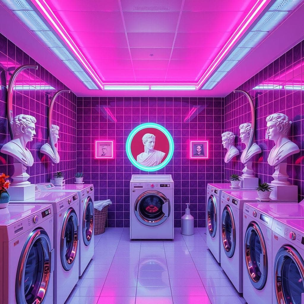 Vaporwave Laundry Room design example 3