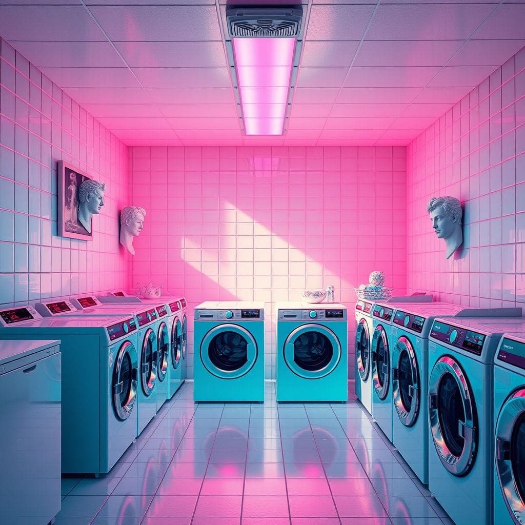 Vaporwave Laundry Room design example 4