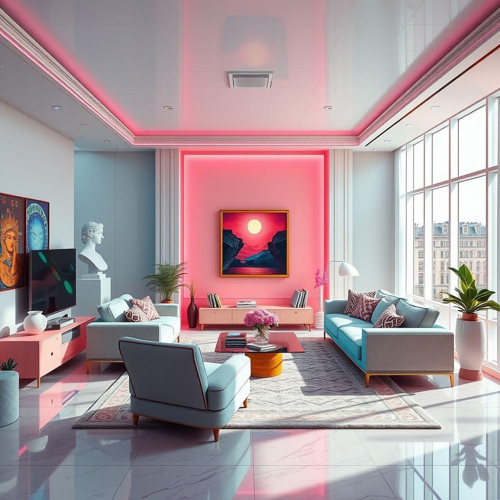 Vaporwave Living Room design example 4
