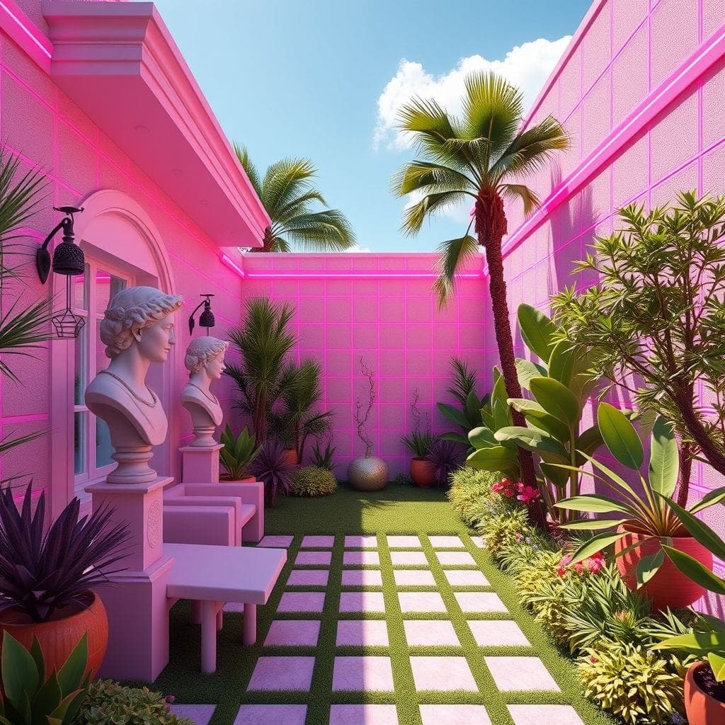 Vaporwave Outdoor Garden design example 1